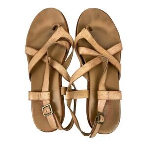 Kork-Ease Yarbrough Women's 9 Tan Leather Strappy Slingback Thong Sandals